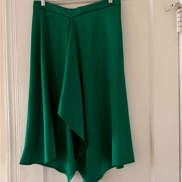 Zara Satin Midi Skirt In Emerald Green Holidays Festive - Picture 10 of 13